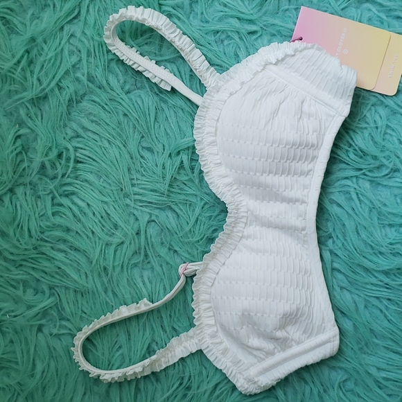 NWT Stoney Clover Ln women's white ruffle swim top - Picture 1 of 8